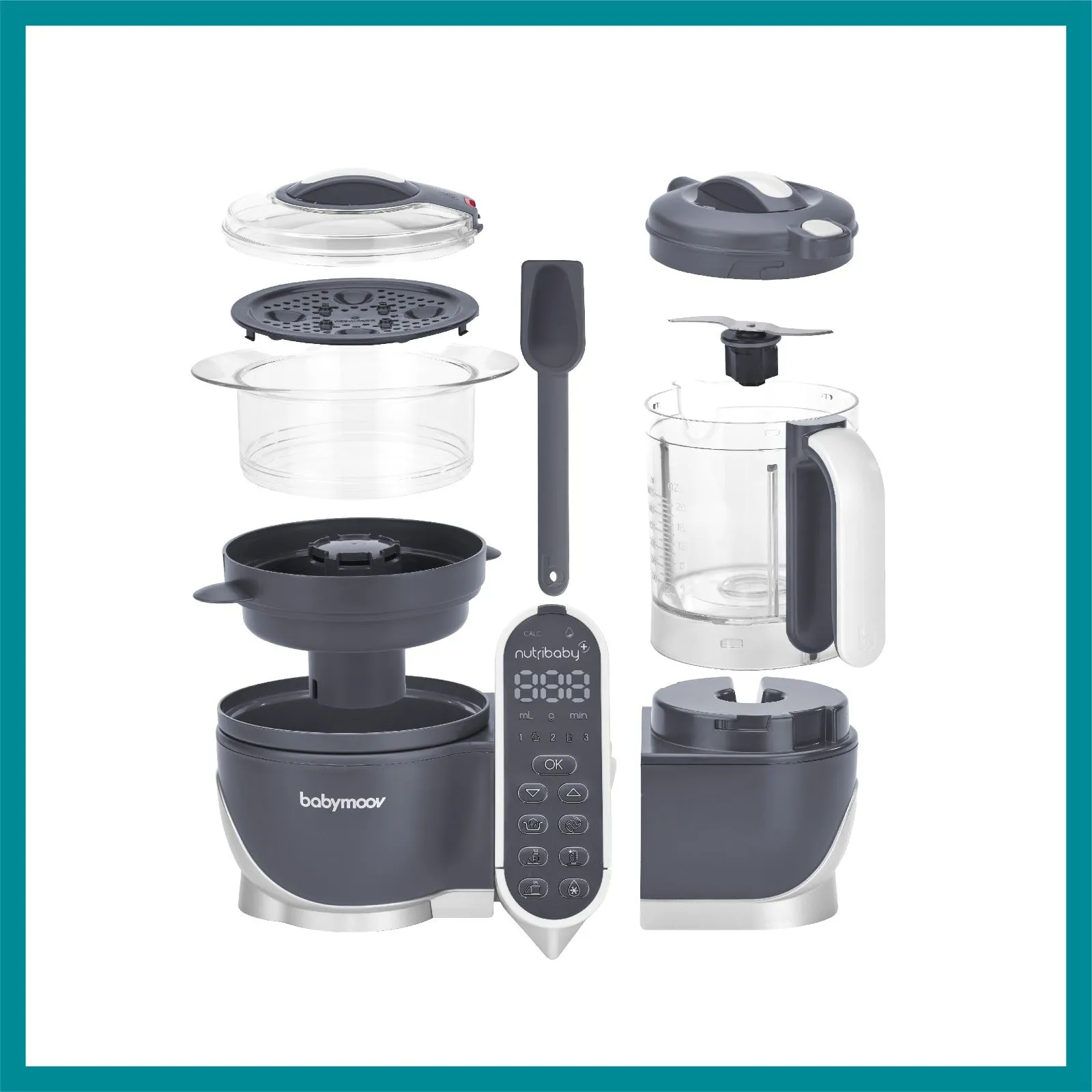 Babymoov Duo Meal Station 6 in 1 Food Processor with Steam Cooker