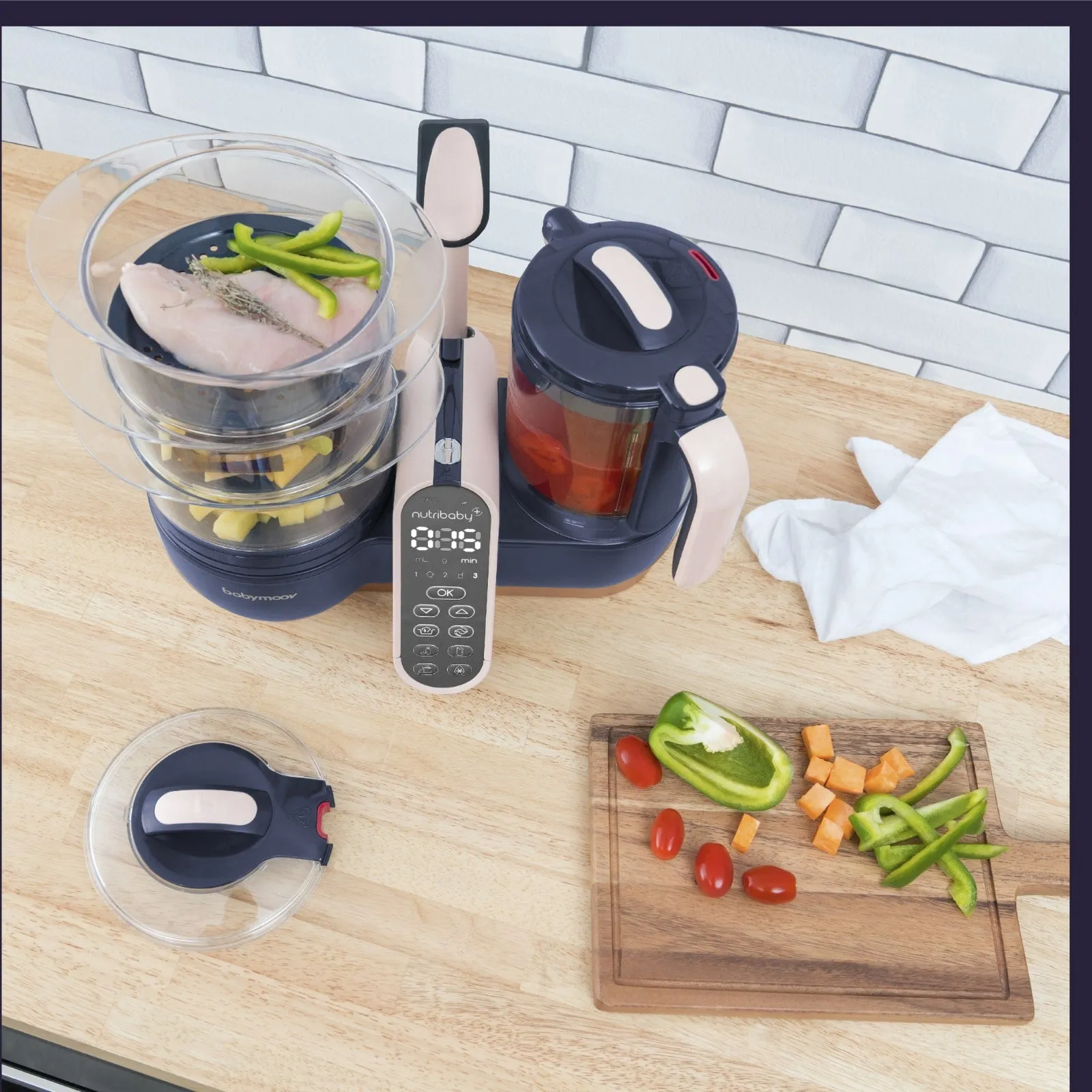 Babymoov Duo Meal Station 6 in 1 Food Processor with Steam Cooker