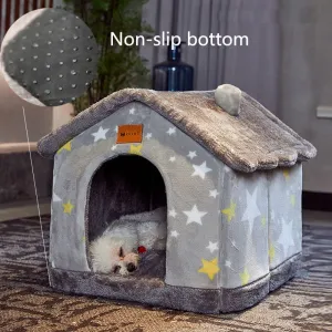 Best Dogs Cats House Kennel Bed Winter Warm Mat Cave Removable Cover