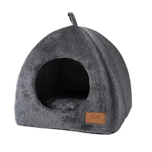 Cozy Winter Cat Bed - Plush Foldable Pet House for Cats and Small Dogs