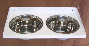 Elevated Cat Feeder Wall Mount Bowls Raised Feeding Station Toy Breed Dog Dishes All Steel Powder Coated