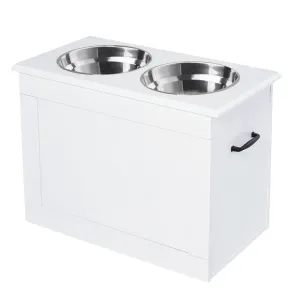 Elevated Dog Bowls with Storage – Stainless Steel, Pawhut