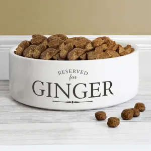 Personalised Reserved For 14Cm Medium White Pet Bowl