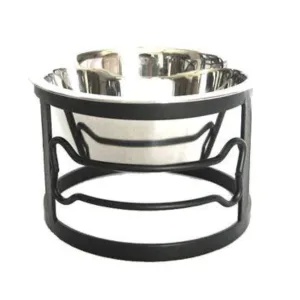 Pets Stop Bone Single Diner Raised Feeder Black