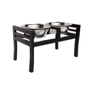 Pets Stop Moretti Double Diner Feeder Black