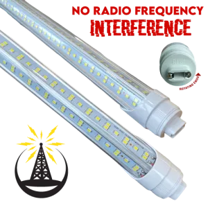 R17d Rotating Ends T8 LED 8ft 144w 21,888 Lumen CLEAR LENS (NO RF) Quad-Row V-Series
