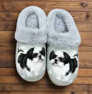 Shih Tzu Black Snuggs Slippers
